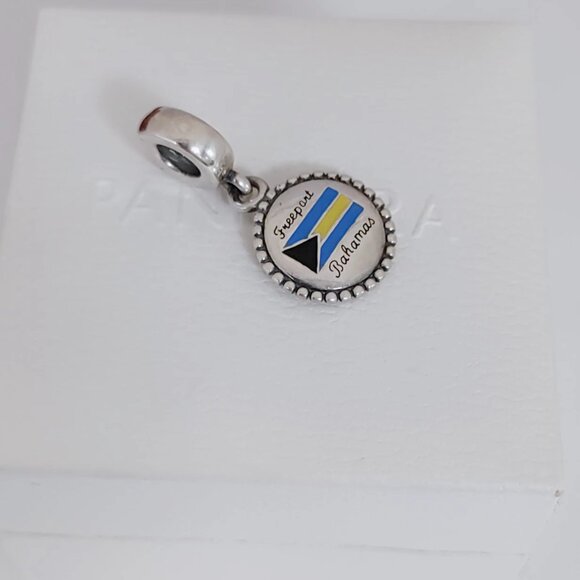 Pandora Freeport Bahamas Flag Dangle Charm S925 Silver with box - Picture 4 of 12